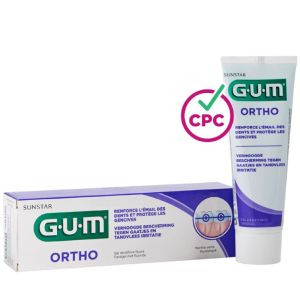 GUM ORTHO Gel Dentifrice Fluoré 75ml - Parodontie, Orthodontie - Renforce l' Email et Protège les Gencives