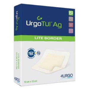 URGOTUL AG Lite Border 10 x 12 cm - Bte/16 - Pansement Adhésif Absorbant Imprégné TLC, Sels d'Argent