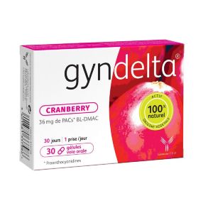 GYNDELTA 36mg de PACs (Proanthocyanidines) 30 Gélules - Gênes Urinaires - A Base de Cranberry