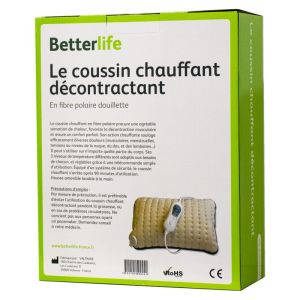 BETTERLIFE le Coussin Chauffant Décontractant en Fibre Polaire, 3 Niveaux de Température - Bte/1