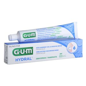 GUM HYDRAL Dentifrice Fluoré Humectant 75ml - Soulagement de la Bouche Sèche (Xérostomie, Hyposialie)
