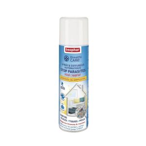 DIMETHICARE Spray et Diffuseur Automatique Stop Parasites pour l' Habitat 250ml - Puces, Tiques, Poux, Insectes