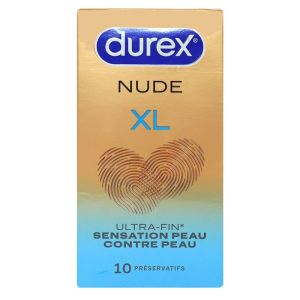 DUREX Nude XL ultra-fins 10 préservatifs sensation peau contre peau