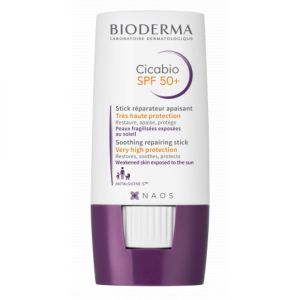 BIODERMA Cicabio Stick SPF50+ Soin Réparateur Apaisant pour Peaux Abîmées, Exposées au Soleil 8g