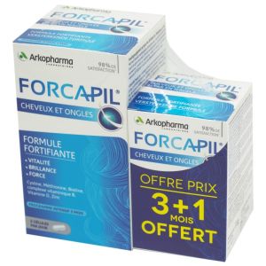 OFFRE SPECIALE FORCAPIL Cure de 3 mois + 1 mois Offert - Complément Alimentaire pour Redonner Force,