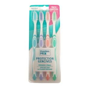 PHARMACTIV / PHARMAPRIX - Protection Gencives - Brosses à Dents adulte souple avec gratte langue - BTE/4