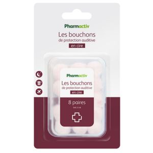 PHARMACTIV Les Bouchons de Protection Auditive en Cire à Usage Unique - SNR 23 dB - 8 paires