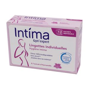 INTIMA Gyn Expert 12 Lingettes Individuelles Longue Durée - Hygiène Intime - A l' Hamamelis