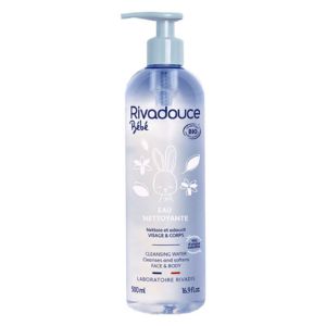 RIVADOUCE BEBE BIO Eau Nettoyante 500ml - Peau Sensible - Visage, Yeux, Cou, Corps, Siège du Nourrisson