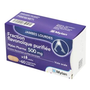 Fraction Flavonoïque Purifiée Mylan 500 mg, 60 comprimés pelliculés