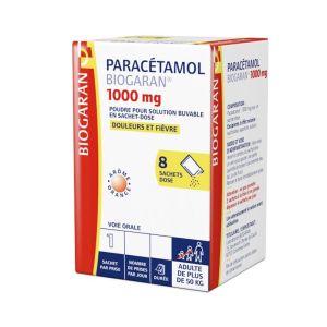 Paracétamol 1000 mg Biogaran, poudre pour solution buvable - 8 sachets