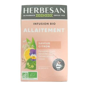 HERBESAN BIO ALLAITEMENT 20 Sachets de 1.5g - Fenouil, Carvi, Verveine, Tilleul, Pensée Sauvage, Citron Ecorce