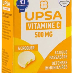 UPSA Vitalité Vitamine C 500mg 20 Comprimés à Croquer - Défenses immunitaires, Fatigue Passagère, Baisse de Forme
