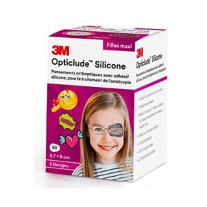 OPTICLUDE SILICONE Maxi Filles 50 Pansements 5.7 x 8cm - 5 Designs