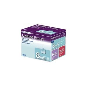 UNIFINE PENTIPS 8mm x 0.25mm (G31 - Bleu) - 100 Aiguilles à Insuline pour Stylo