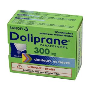 Doliprane 300 mg, poudre pour solution buvable, 12 sachets-dose