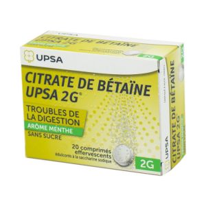 Citrate de Bétaïne Menthe sans sucre - 20 comprimés effervescents