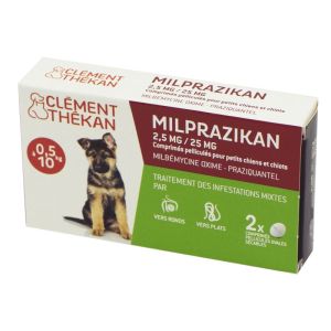 MILPRAZIKAN Chiens 2.5mg/25mg Vermifuge pour Chien de 0.5 à 10 kg - Antiparasitaire Interne - Bte/2