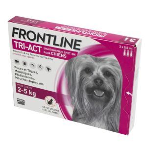 FRONTLINE TRI ACT XS - 3 Pipettes - Chiens de 2 à 5 kg - Traitement, Prévention des Infestations