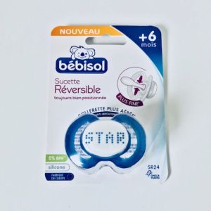BEBISOL Sucette SR24 Réversible +6 Mois Silicone Anti Irritations - Star Love - Bte/1