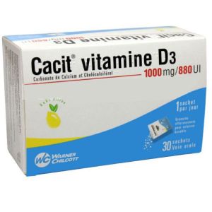 Cacit Vitamine D3 1000 mg/880 UI Granulés Effervescents pour solution buvable Bte/30