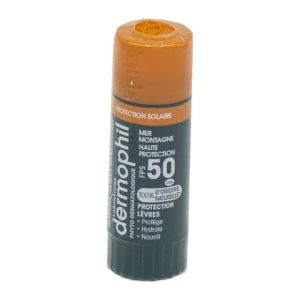 DERMOPHIL INDIEN PHYTO Protection Solaire FPS50 - Haute Protection Lèvres - Mer, Montagne - Stick/4g