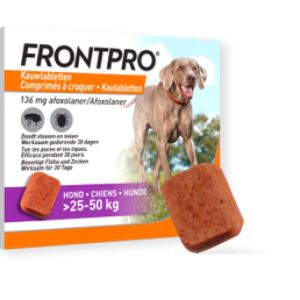 FRONTPRO 136mg chien  25 à 50kg antiparasitaire voie orale 3 cp à croquer