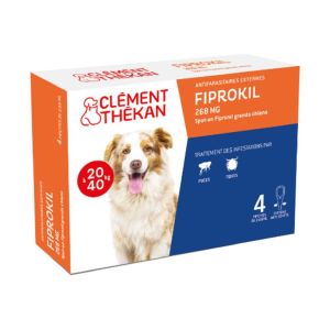 FIPROKIL L CHIEN 20 à 40kg Fipronil 268mg Pipettes 4x 2.68ml - Spot-On Antiparasitaires