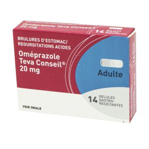 Oméprazole Teva Conseil 20 mg, 14 gélules gastro-résistantes