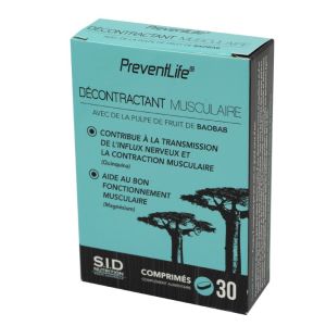 PREVENTLIFE DECONTRACTANT MUSCULAIRE 30 Comprimés - Quinquina, Magnésium, Vitamines