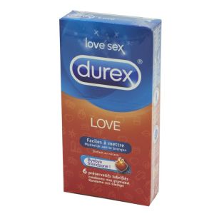 DUREX LOVE - 06 Préservatifs Lubrifiés Facile à Mettre 52.5mm