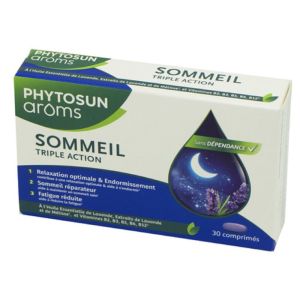 PHYTOSUN AROMS Sommeil Triple Action 30 Comprimés - Endormissement, Sommeil Perturbé, Fatigue