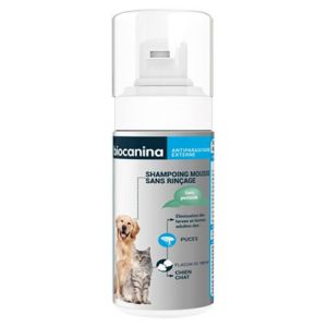 BIOCANINA Shampoing Mousse Sans Rinçage pour Chien et Chat - Anti Parasitaire Externe à Base de Dimé