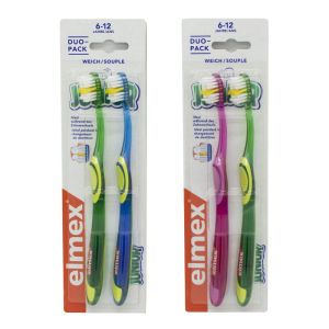 ELMEX JUNIOR 6 à 12 Ans - DUOPACK 2 Brosses à Dents Souples