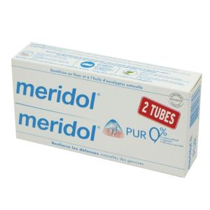 MERIDOL PUR 0% 2x 75ml Dentifrice au Fluor et à l' Huile d' Eucalyptus - Défense des Gencives