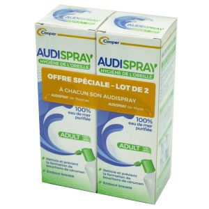 AUDISPRAY Adult Hygiène de l' Oreille 2x 50ml - Solution Hypertonique 100% Eau de Mer Purifiée