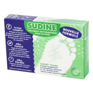 SUDINE Transpiration des Pieds - Poudre Podologique Anti Transpirante - Bte/6 Sachets Doubles