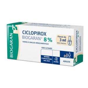 Ciclopirox 8 %, vernis à ongles médicamenteux - Flacon 3 ml + pinceau