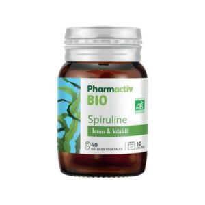 PHARMACTIV BIO Spiruline 40 Gélules Végétales - Tonus, Vitalité