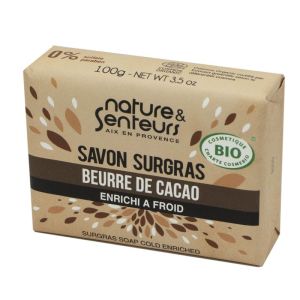 NATURE ET SENTEURS Savon Surgras 100g - Enrichi à Froid au Beurre de Cacao BIO