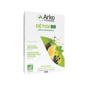 ARKOFLUIDES Détox BIO - Pissenlit, Sureau Noir, Radis Noir - Innovation UltraExtract - Bte/20 Amp de