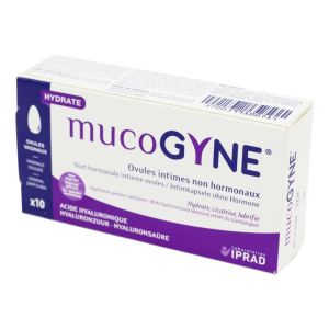 MUCOGYNE 10 Ovules Intimes Non Hormonaux - Hydratant, Lubrifiant, Adjuvant de Cicatrisation