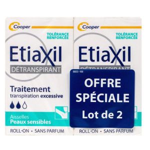 ETIAXIL Détranspirant Traitement Aisselles Peaux Sensibles Lot de 2x 15ml - Transpiration Excessive
