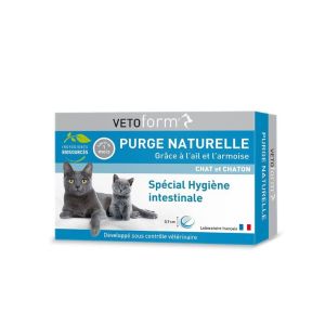 VETOFORM PURGE NATURELLE Chat et Chaton 20 Comprimés - Ail, Armoise, Camomille, Echinacée, Thym