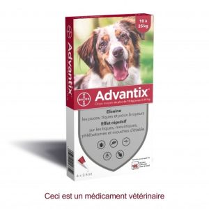 ADVANTIX CHIEN MOYEN 10 à 25 kg - Spot-on pipette - Bte/6 x 2.5ml - BAYER SANTE ANIMALE