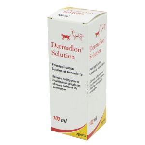 DERMAFLON Solution 100ml pour Application Cutanée et Auriculaire - Nettoyant, Cicatrisant