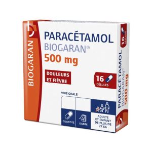 Paracétamol 500 mg Biogaran, 16 gélules