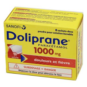 Doliprane 1000 mg, poudre pour solution buvable, 8 sachets-doses