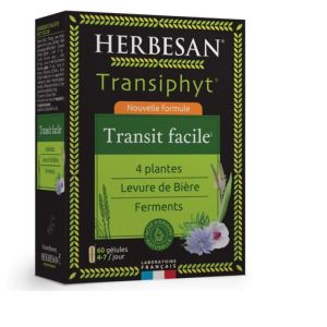 HERBESAN TRANSIPHYT 60 gélules Transit facile - 4 Plantes, Levure de Bière, Ferment