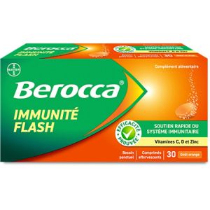 BEROCCA IMMUNITE FLASH 30 Comprimés Effervescents - Soutien du Système Immunitaire